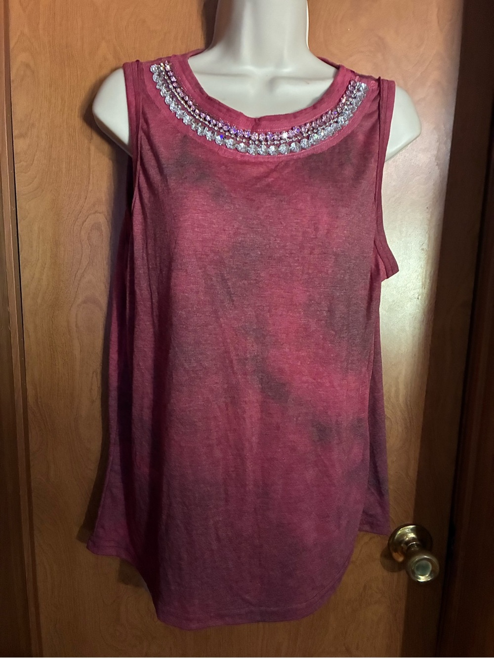 Vocal Wine Pink Crystal-Trim Tank Top Medium McBling Cute
